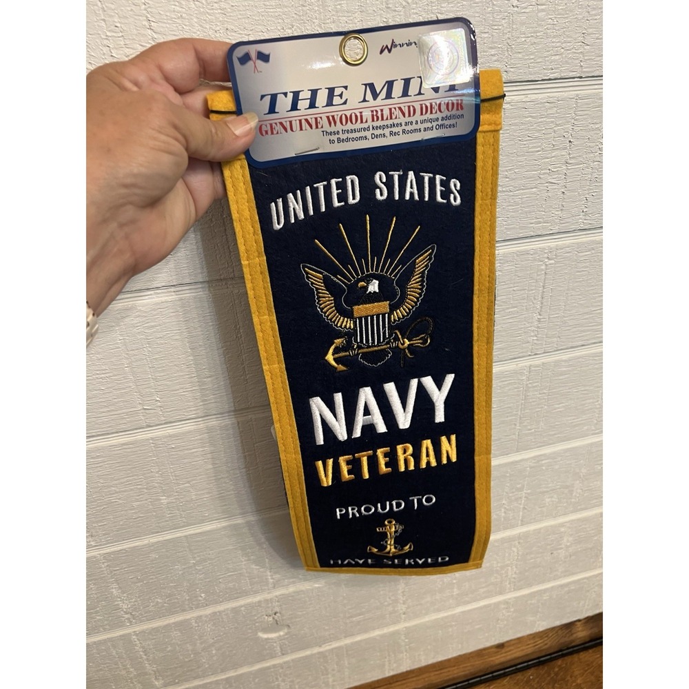 United States US Navy Mini 15"x6" Wool Heritage Banner With Hanging String